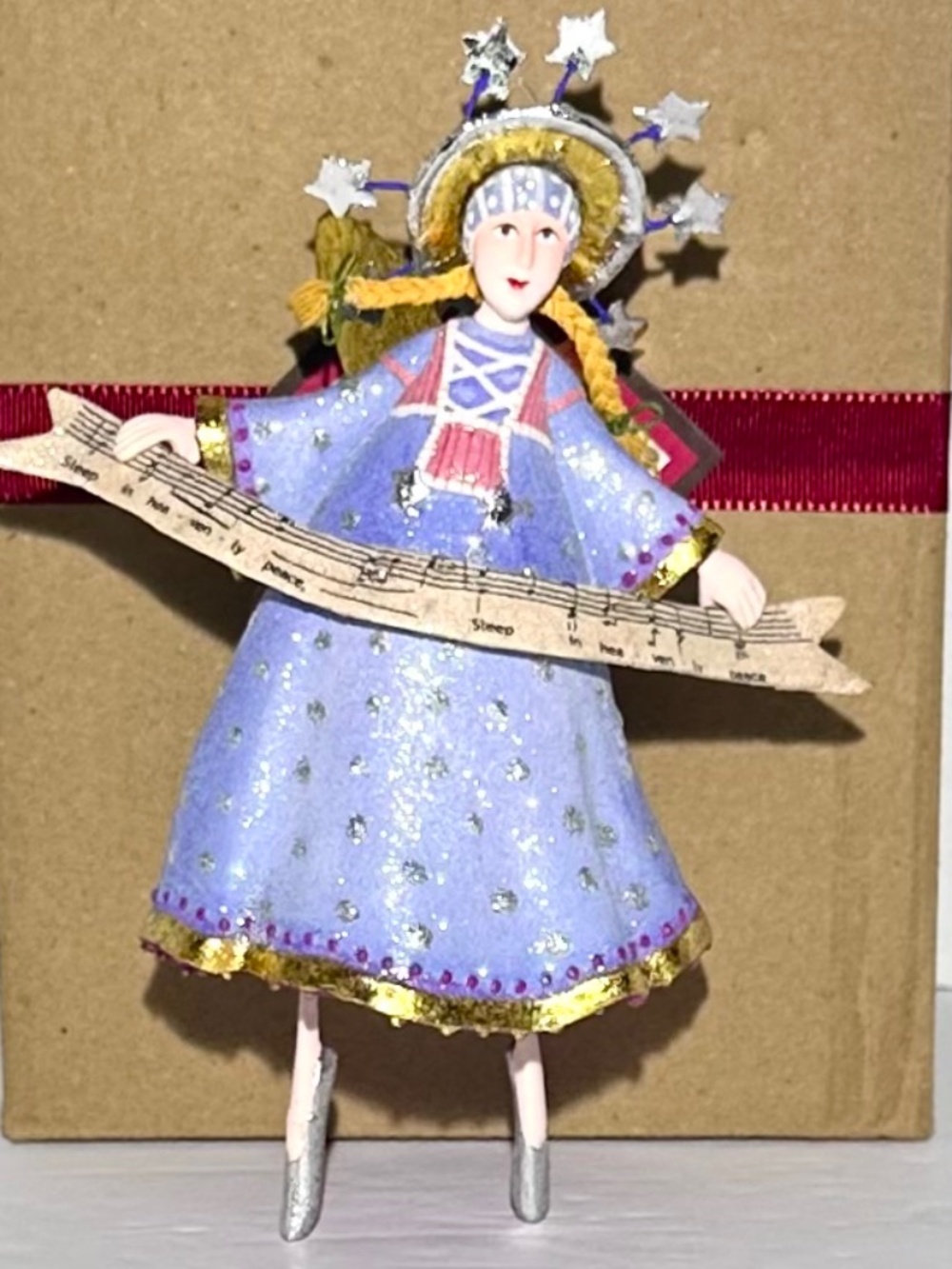 Dept 56 Patience Brewster Krinkles Silent Night Angel Star Ornament In Box 38681